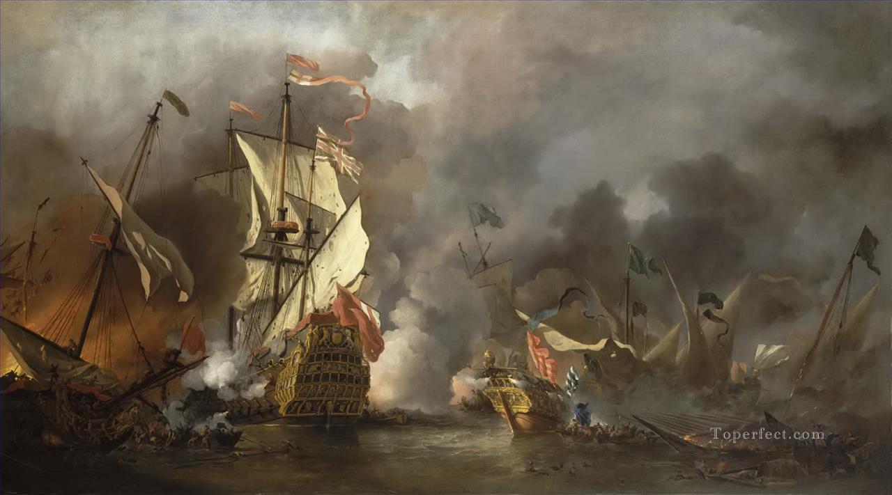 naval battle of ships Oil Paintings